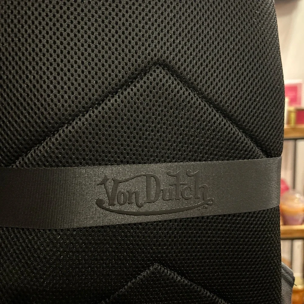 Von Dutch Black Backpack with Winged Eye Design